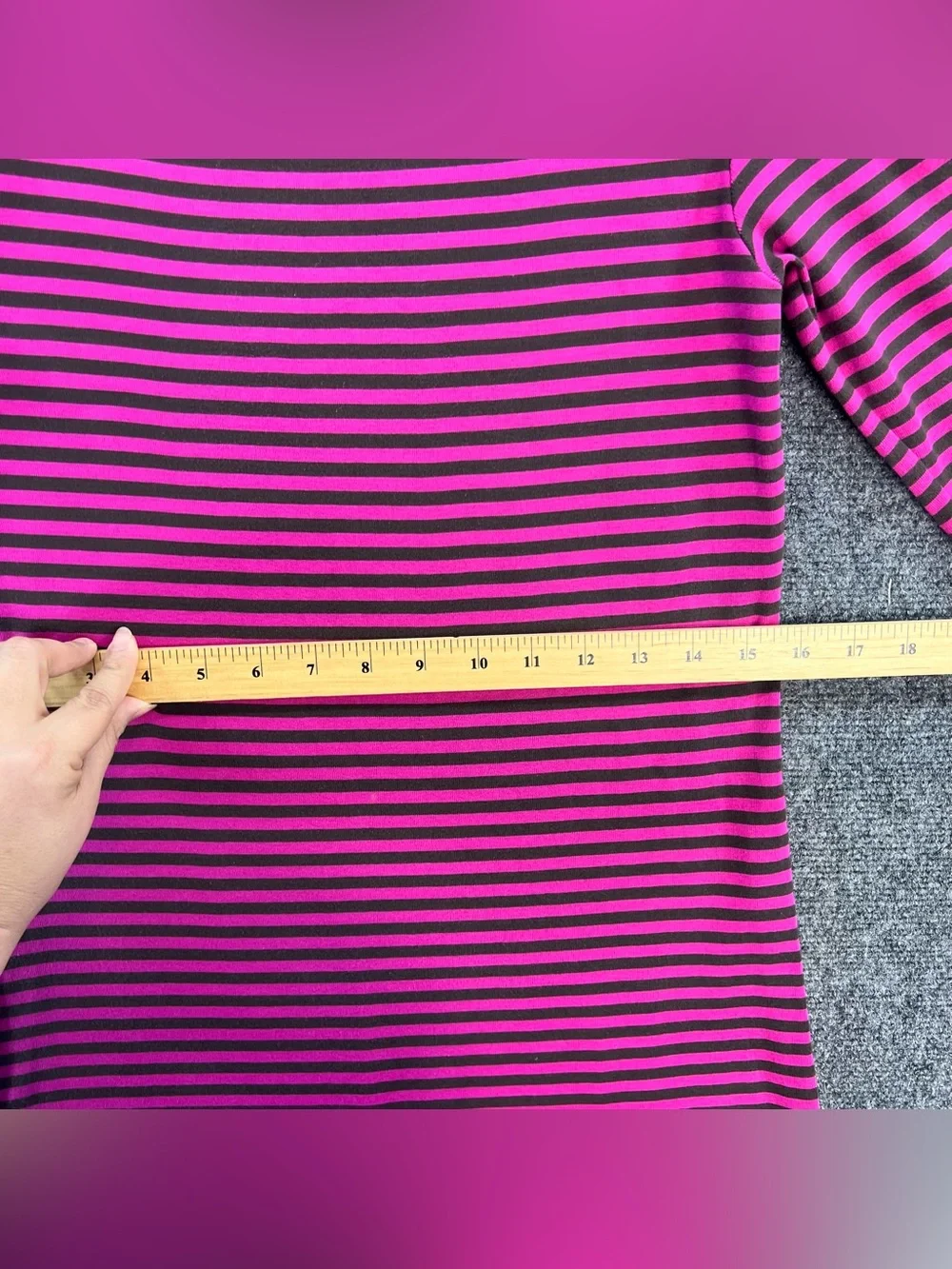 Tory Burch Boatneck Button Shoulder Dress S Pink/Brown Stripe 3/4 Sleeve Cotton